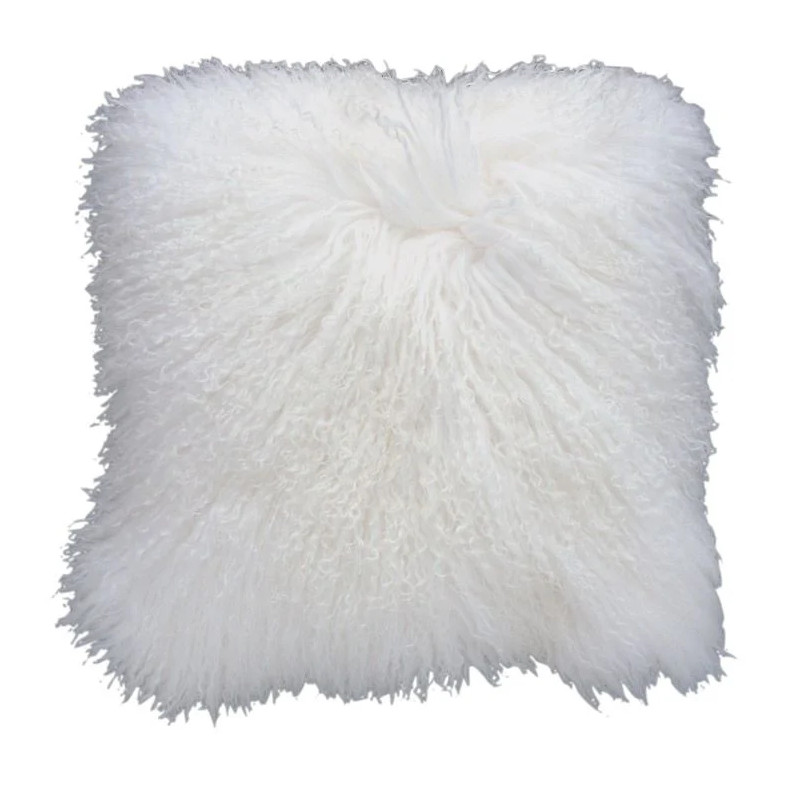 Coussin blanc haut de gamme en fausse fourrure par Ligne Pure