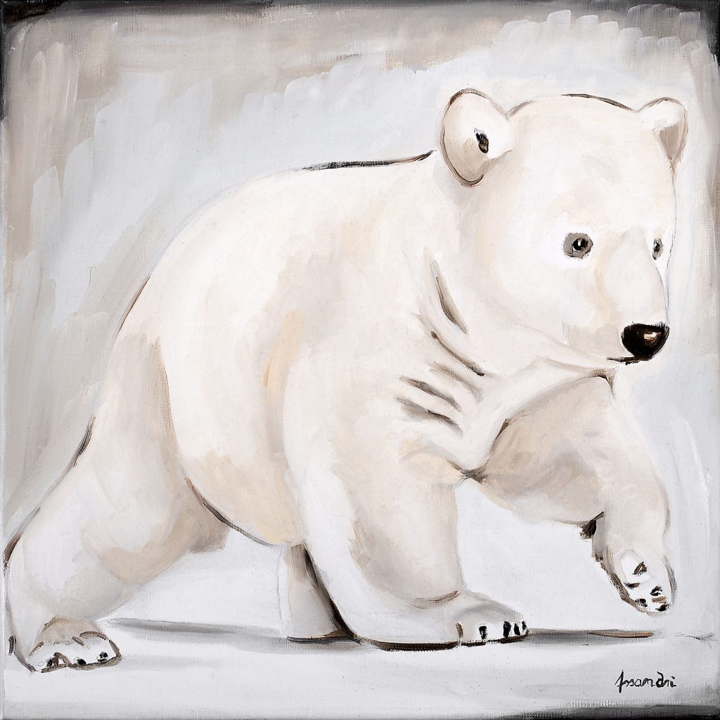 Table de chevet en pin pour enfants dessin d'ours. BEAR